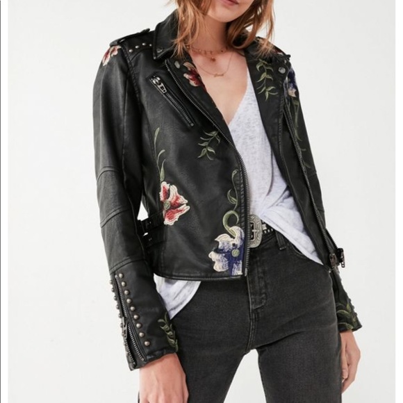 Blank NYC Jackets & Blazers - Blanknyc Vegan Leather Embroidered Leather Jacket